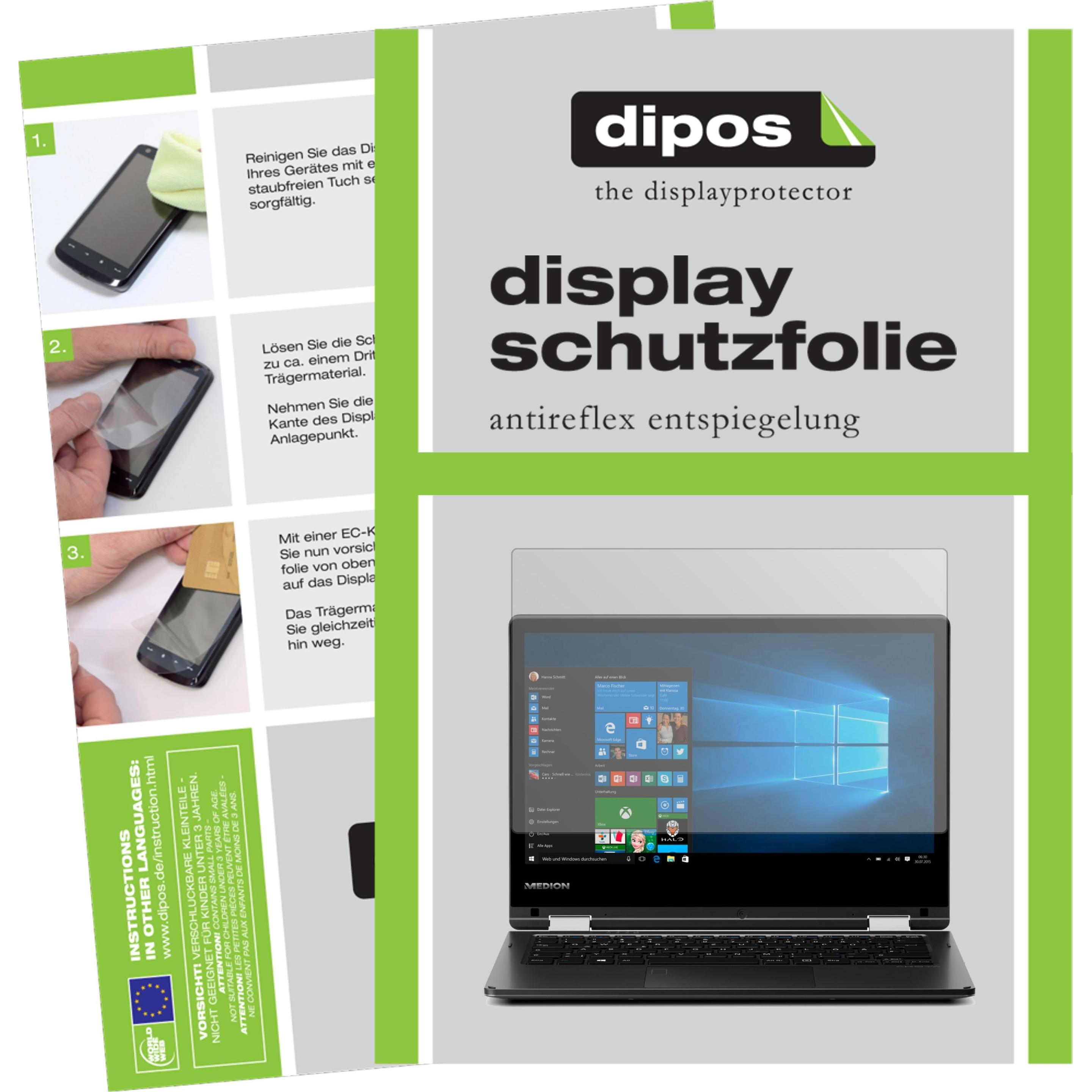 Dipos Displayschutzfolie Antireflex (2 Stück, Akoya E2227T (MD 60491)), Tablet Schutzfolie