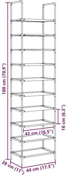 Actual product image vidaXL Schuhregal (44 x 28 x 180 cm)