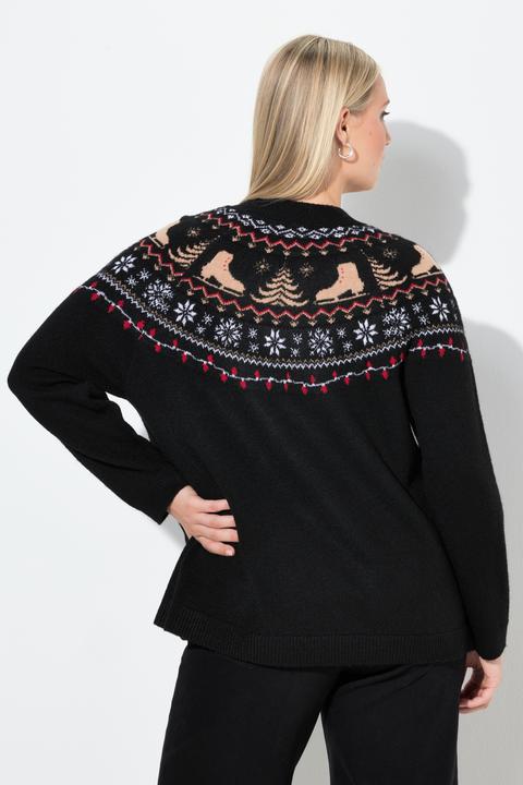 Produktbild Ulla Popken Weihnachtspullover, Norweger, Stehkragen, Langarm (50)