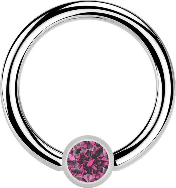 Immagine prodotto Star Piercing Anello Micro Closure argento cilindro cristallo rosa (senza ottone, Acciaio chirurgico 316L)