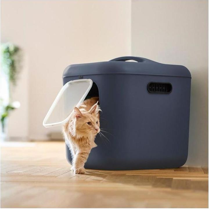 Actual product image Rotho Katzentoilette Bea XL Navyblau, Stromversorgung: Keine (Cat litter box closed)