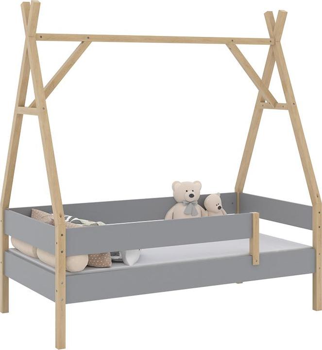 Produktbild VitaliSpa Tipi-Bett Bali, Grau, 80x160 cm mit Matratze (80 x 160 cm)
