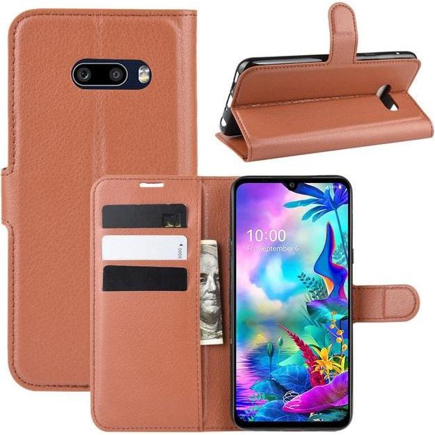 Thumbnail - MU Classic Litchi Leder Bookcover Series (LG G8X ThinQ), Smartphone Hülle, Braun