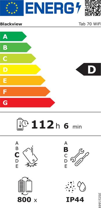 Label énergétique Blackview TAB 70 Wifi (Android 13 - 10.1" - 64 Go, 4 Go RAM) Gris (WLAN uniquement, 10.10", 64 Go, Grey, Space grey)