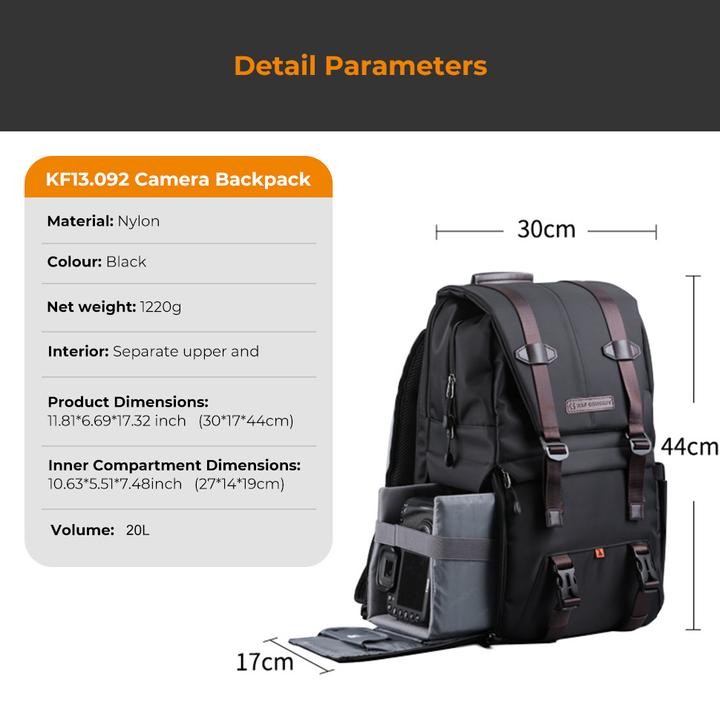 Actual product image K&F Concept Backpack 20L Urban Wander 01 (Dark Brown) (Photo backpack, 20 l)