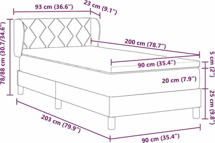 Produktbild vidaXL Boxspringbett (90 x 200 cm)