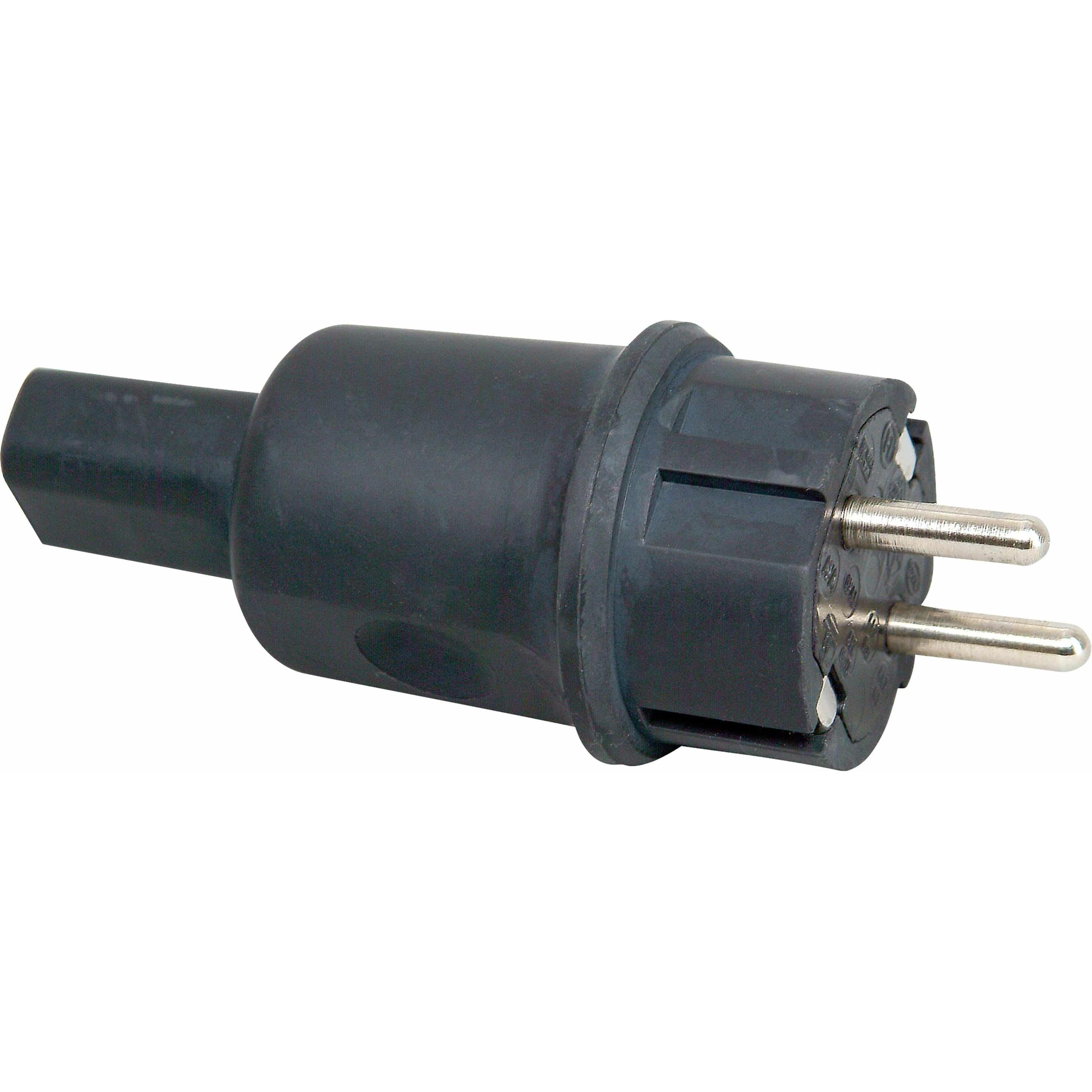 Kopp, Netzstecker + Netzkupplung, TPE-Schutzkontakt-Stecker 170516048, mit Knickschutz, schwarz