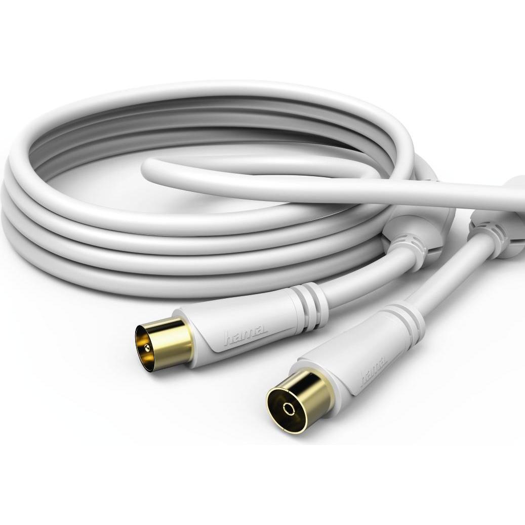 Hama Antennen-Kabel, Koax-Stecker - Koax-Kupplung, vergoldet, 7,5 m, 100 dB (100 dB, Antennenkabel), Antennenkabel