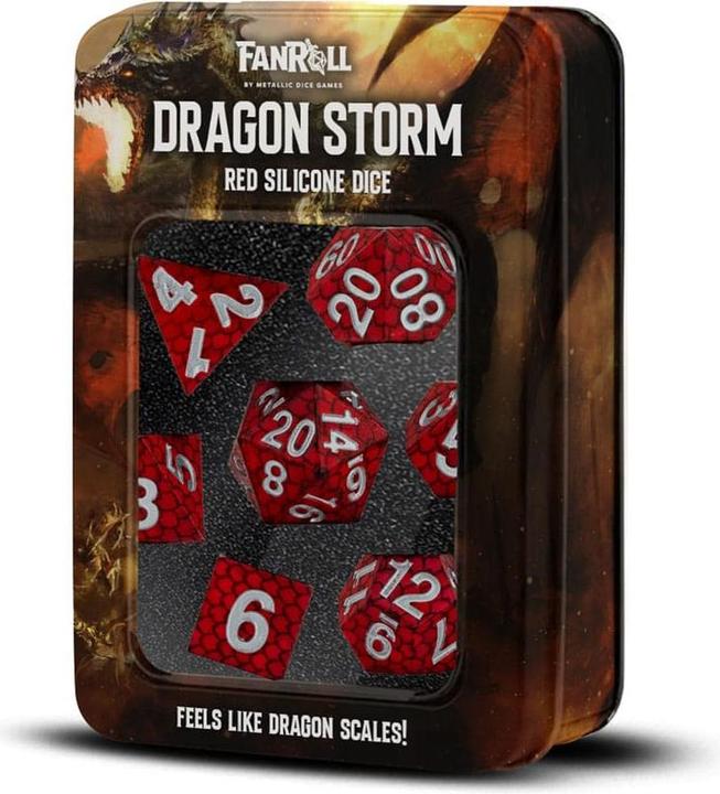 Actual product image FanRoll Dragon Storm Sharp Edge Silicone Würfel Set Red Dragon Scales (7)
