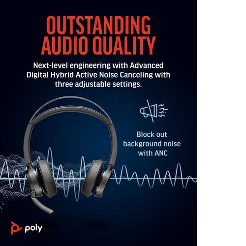 Immagine prodotto Poly Headset Voyager Focus 2 MS (Cablato, Senza fili, USB-A, Team Microsoft)