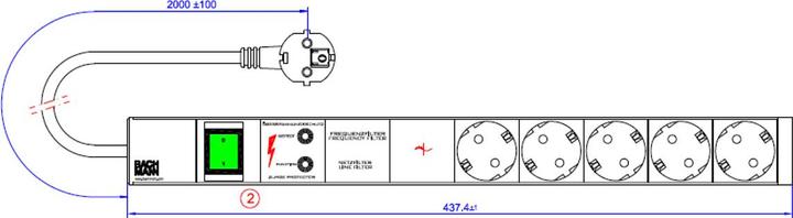 Produktbild Bachmann Verlängerungsschnur (Rack (5x, CEE 7/3, 2 m)