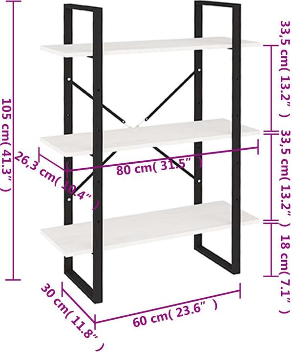 Produktbild vidaXL Bücherregal (80 x 30 x 105 cm)
