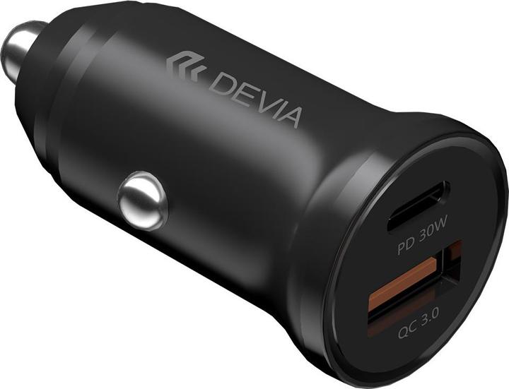 Produktbild Devia car charger Smart Mini PD QC 3.0 30W 1x USB 1x USB-C white