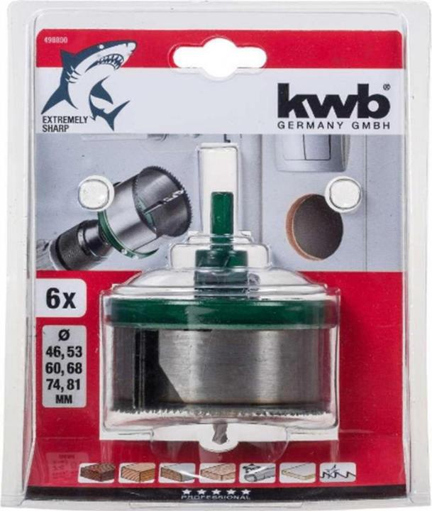 Image du produit kwb Scie cloche 4681/profondeur 32/ 6 Kr (46 mm, 60 mm, 68 mm, 74 mm, 81 mm)