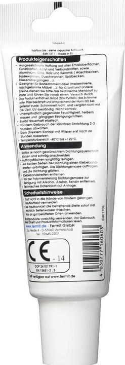 Fermit Fermitopp Silikon neutralvernetzt N 100 ml Tube weiss (0.12 kg, White, 100 ml)