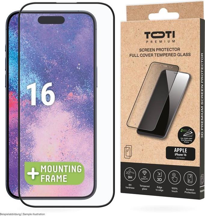 Actual product image Toti Phone glass screen protector iPhone 15/15 Pro/16 (Apple iPhone 15 Pro, Apple iPhone 15, Apple iPhone 16)