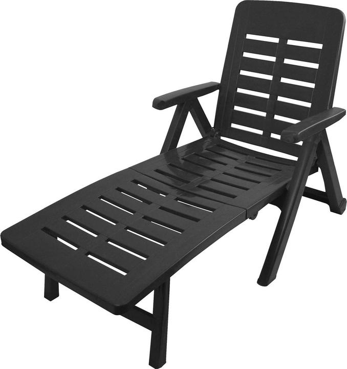 Mojawo Rollbare Liege Klappliege Gartenliege Kunststoff - Anthrazit (189 cm)