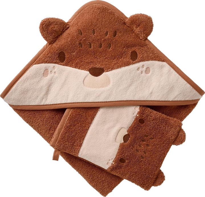 Vertbaudet Baby Geschenk-Set: Badecape & Waschhandschuh IGEL