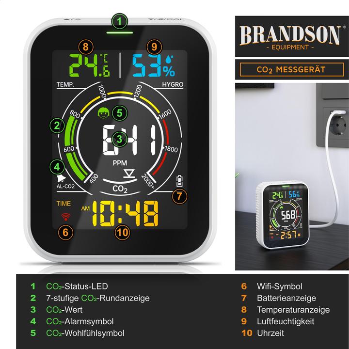 Produktbild Brandson CO2-Messgerät Luftqualitätsprüfer