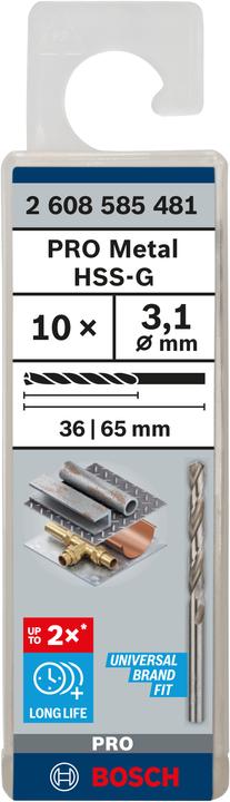Produktbild Bosch Professional Zubehör PRO Metal HSS-G Spiralbohrer, 3,1 x 36 x 65 mm (3.1 mm)
