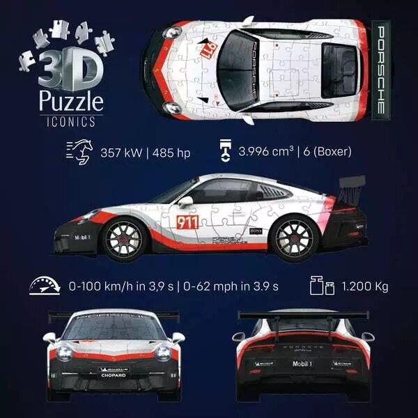 Actual product image Ravensburger 3D Puzzle 108 Teile - Iconics: Porsche 911 GT3 Cup (108 pieces)