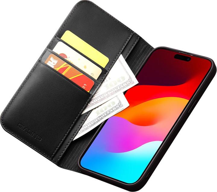 Actual product image QiAlino Hülle Flip Mattschwarz (Apple iPhone 15 Pro)