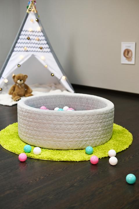 Image du produit Knorrtoys Bällebad soft - "Cosy geo grey" - 300 balls rose/creme/lightblue (ca. 6cm Durchmesser)