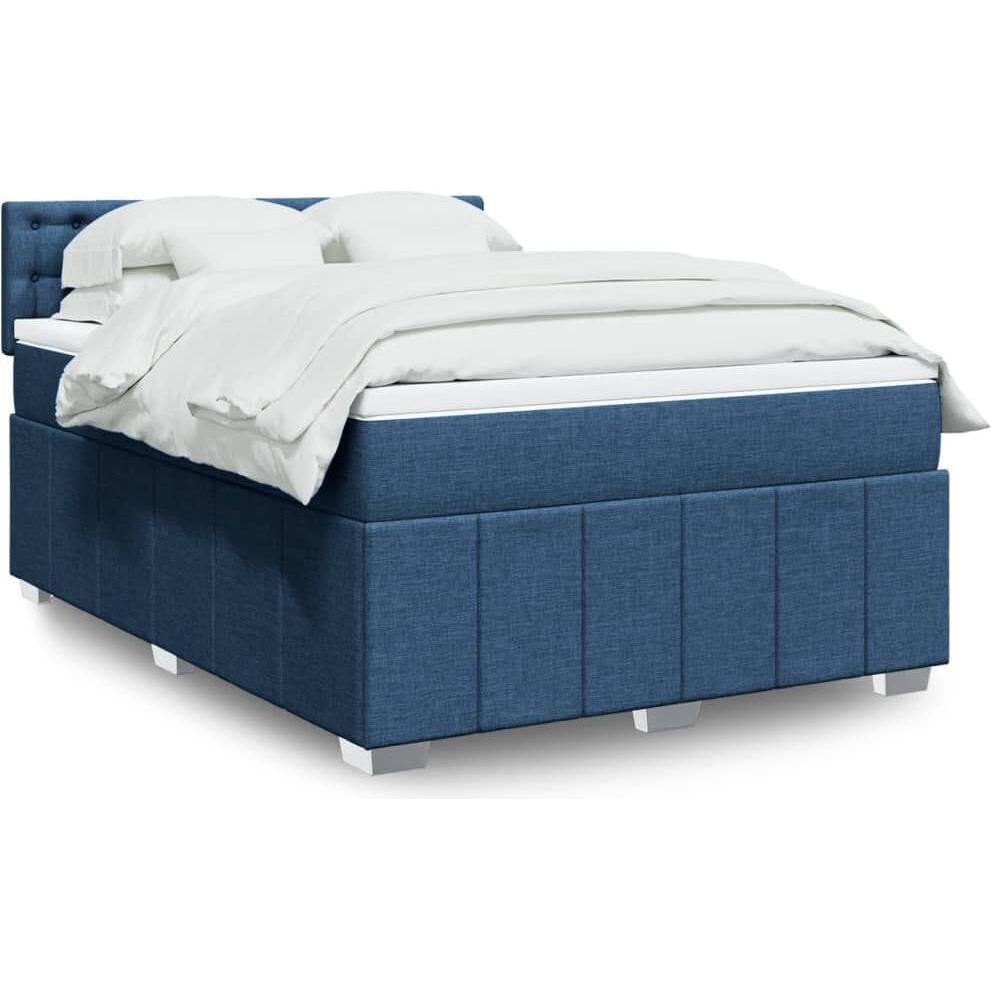 VidaXL, Bett, Boxspringbett Polsterbett Bett Doppelbett Matratze Blau 160x200cm Stoff (160 x 200 cm)