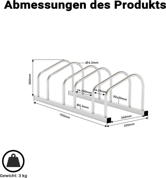 Actual product image Toboli Bicycle Stand for 3 Bikes Multiple Rack Made of Galvanised Steel for Indoor and Outdoor