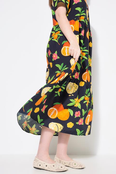 Produktbild Ulla Popken Maxikleid, Volantsaum, A-Linie, Kelchkragen, Halbarm (50, 52)