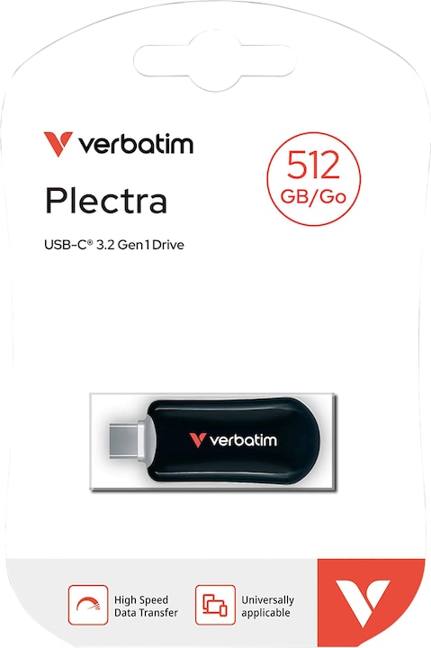 Immagine prodotto Verbatim Plectra Black 512GB USB-C Flash Drive 30227 (512 GB, USB 3.2)