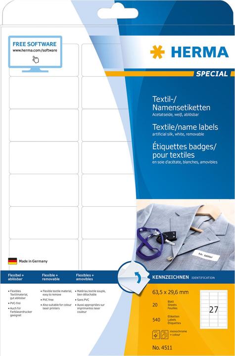 Produktbild HERMA Namensetiketten A4 ablösbar
