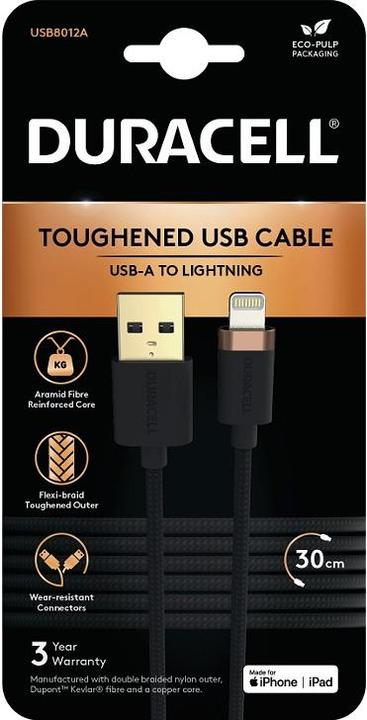 Actual product image Duracell USB-C cable for Lightning 0.3m (Black) (0.30 m, USB 2.0)