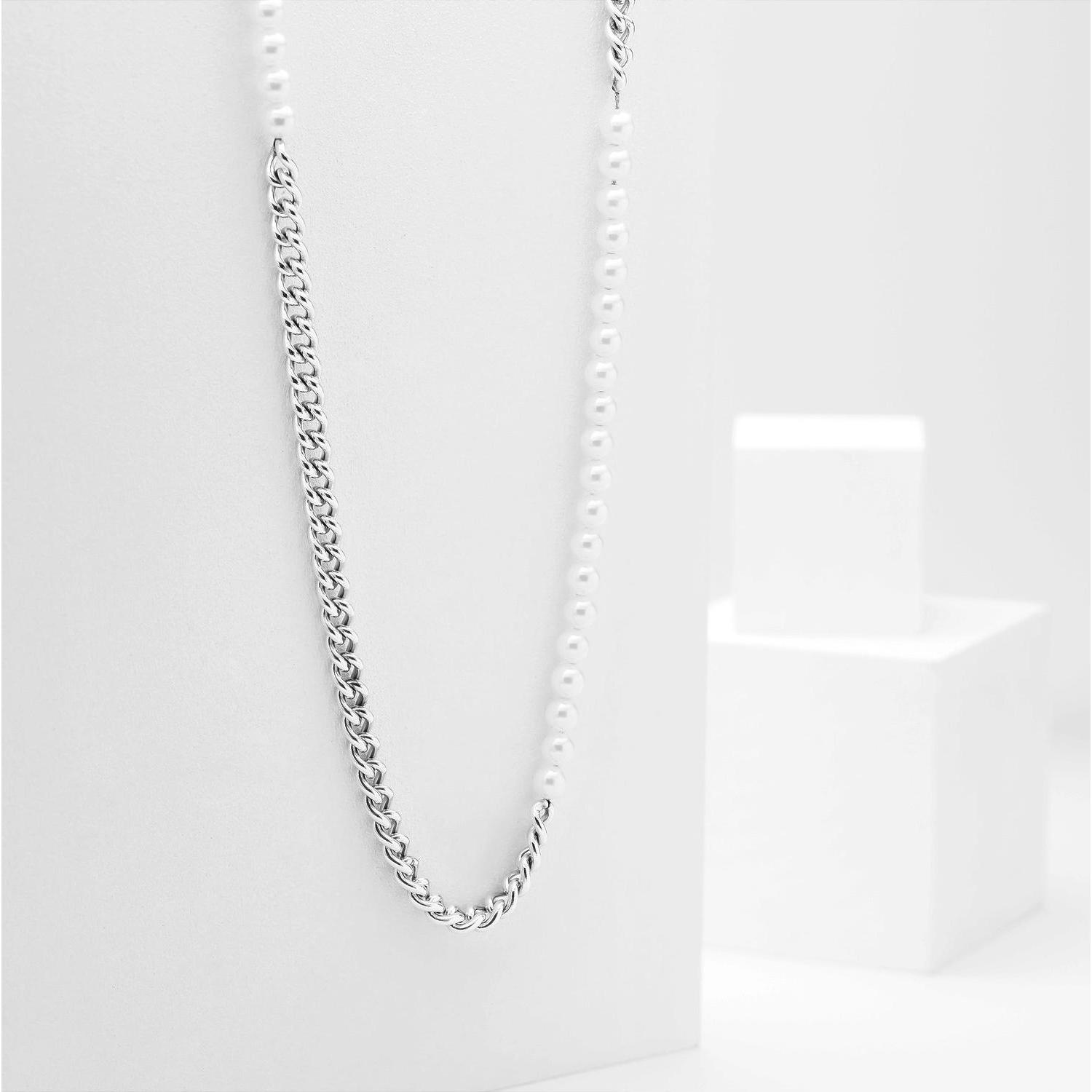 Thumbnail - Favs, Halsschmuck, Kette, (Edelstahl, Perle, 50 cm)