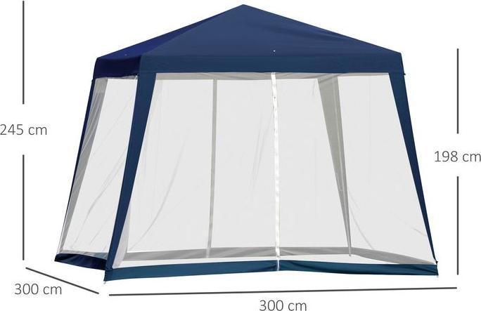 Immagine prodotto Swisshandel24 Gartenpavillon 3x3m wetterfest mit Moskitonetz, Polyester in Blau (300 cm, 300 cm)