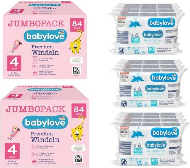 Produktbild dm babylove Bundle Premium Windeln + Feuchttücher