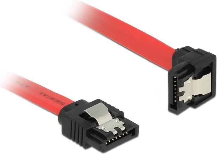Delock Cavo SATA3: 0,5m, clip metallica, rosso