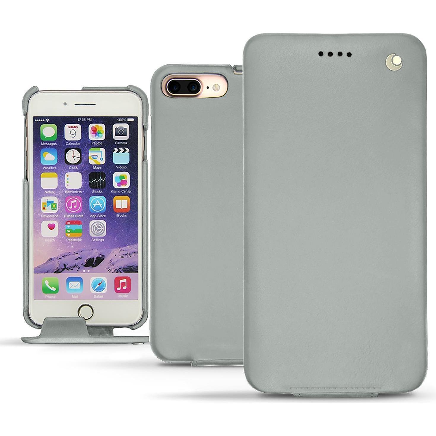 Noreve Lederschutzhülle vertikal (Apple iPhone 7 Plus, Samsung Galaxy S9+), Smartphone Hülle, Grau