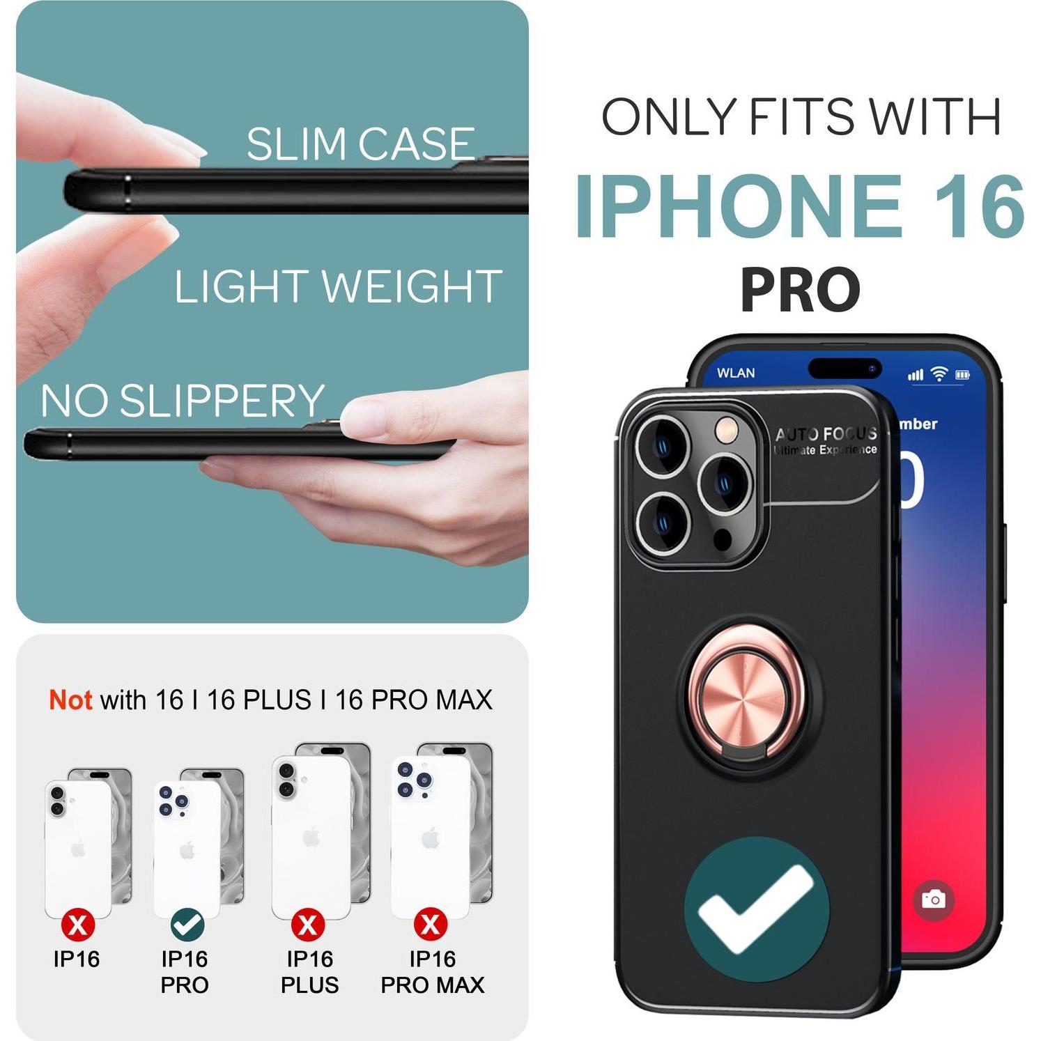 Thumbnail - Nalia Matte Ring Silikon Hülle (Apple iPhone 16 Pro), Smartphone Hülle, Rosa