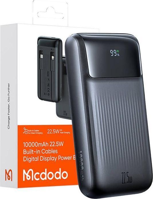Mcdodo Power Bank MC-0241 Digital Dis 10000mAh, 22,5W (czarny) (10000 mAh)