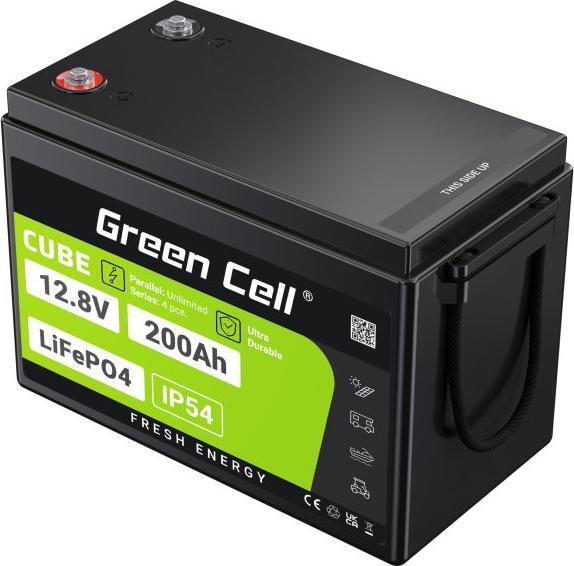 Actual product image GreenCell Green Cell CUBE LiFePO4 battery 200Ah 12.8V 2560Wh lithium iron phosphate battery for motorhomes, so (12.80 V, 200 Ah)