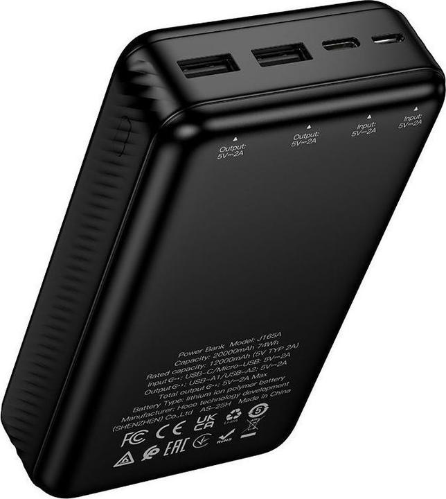 Actual product image Hoco Power bank Powerbank 20000 mAh 2A J165A black (20000 mAh, 74 Wh)
