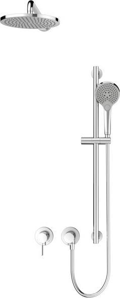 Keuco IXMO shower set 5 single lever mixer, 2 consumers, shower bar and overhead shower, round roset