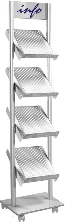 Kerkmann Brochure rack 4xA4 425x300x1650 aluminium silver (A4)