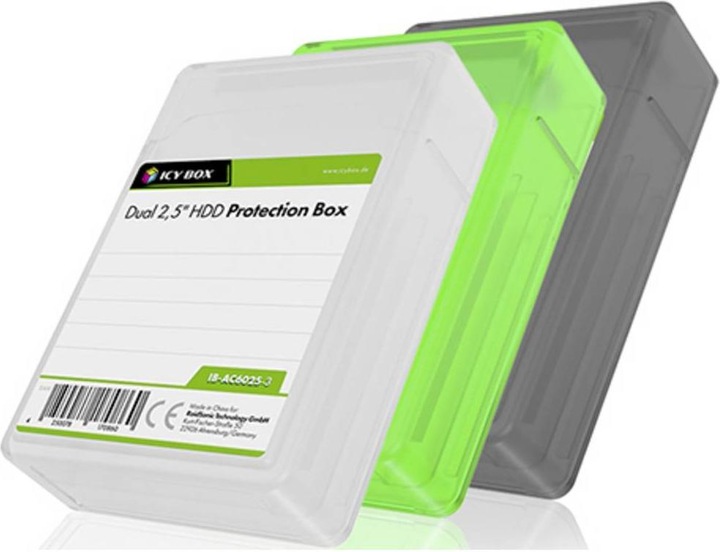 Produktbild Icy Box IB-AC6025-3 Schutzgehäuse Set für je 2x 2,5" SSD/HDD 3er Set