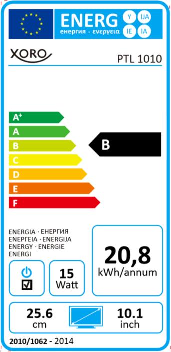 Etichetta energetica Xoro Ptl 1010 (3 h, Senza fili)