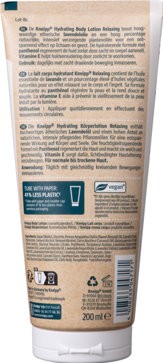 Valeurs nutritives et ingrédients Kneipp Bodylotion Relaxing (Lotion pour le corps, 200 ml)