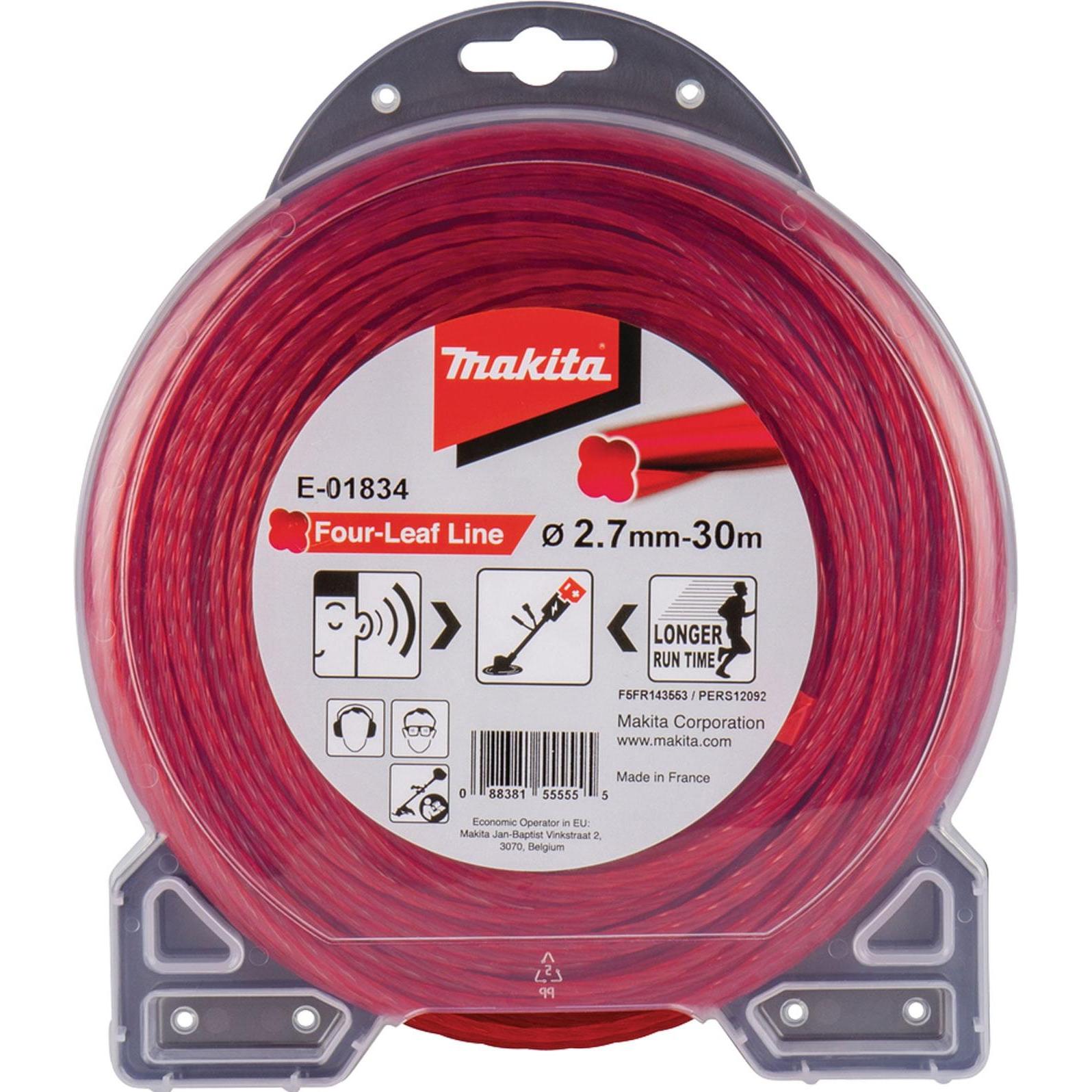 Makita, Accessori per macchinari da giardino, Filo di falciatura a quattro foglie 2,7 mm x 30 m (Pioniere delle erbacce, Lenza per tagliabordi + rocch