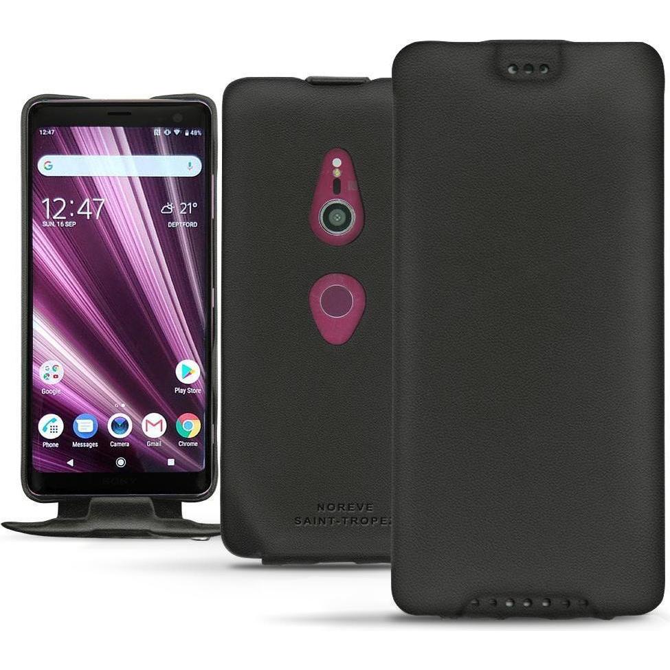 Noreve Lederschutzhülle vertikal (Sony Xperia XZ3), Smartphone Hülle, Schwarz
