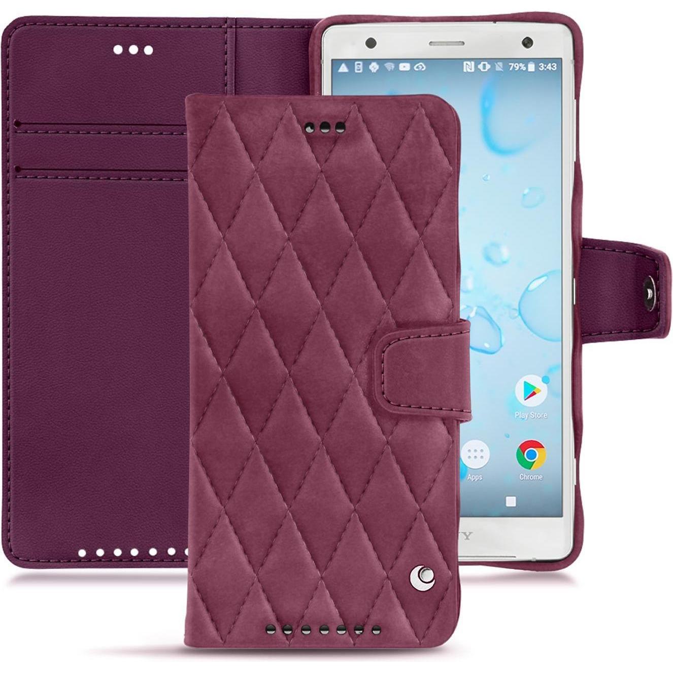 Noreve Lederschutzhülle Wallet (Sony Xperia XZ2), Smartphone Hülle, Violett